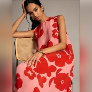 NWT Marimekko Floral Pink and Red Sleeveless Maxi Dress Size XS